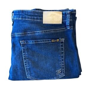 Seven7 Women Slim Flare Jeans Dark Wash High Rise Stretch Denim Size 14